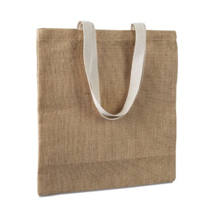 Reklamna torba za kupovinu od jute sa dugim ručkama.