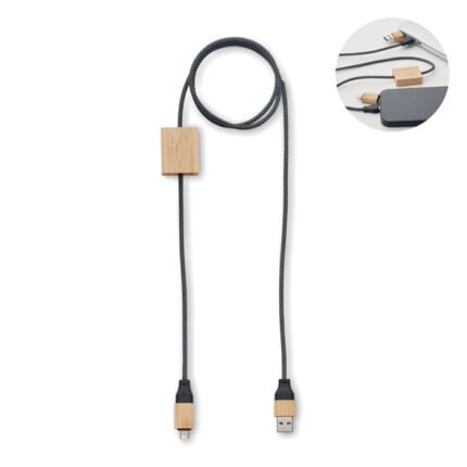 Kabel za punjenje s bambusnim detaljima CABOO - Promo pokloni